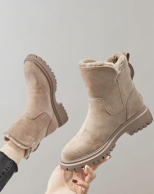 Bottes en coton avec fermeture éclair à pompon pour femmes