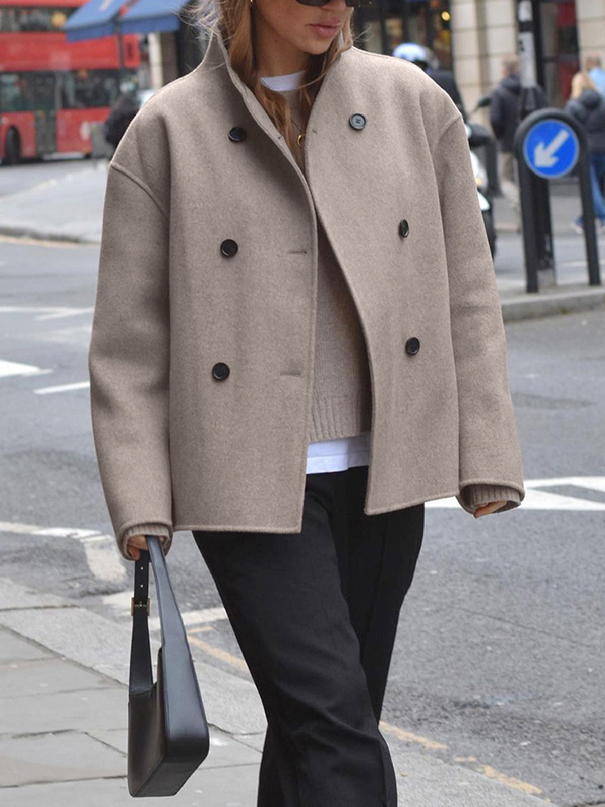 Blazer oversize avec fermeture à boutons pour femmes