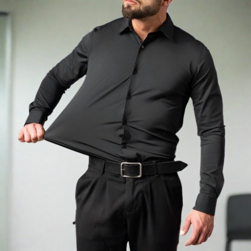 Chemise à col montant infroissable pour hommes