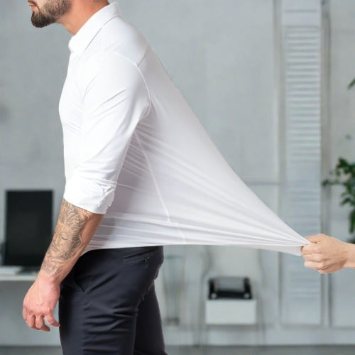 Chemise à col montant infroissable pour hommes