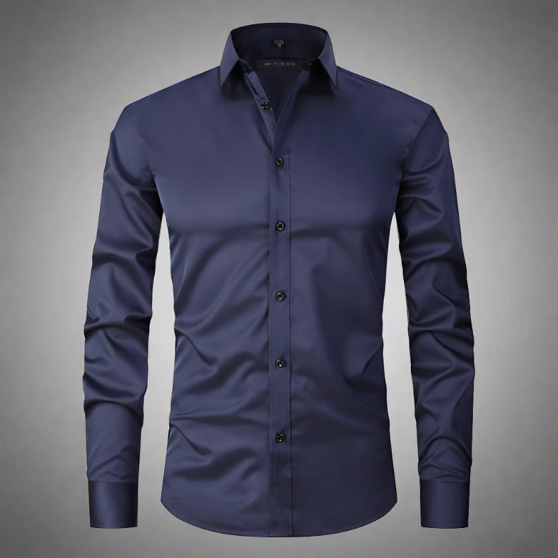 Chemise à col montant infroissable pour hommes