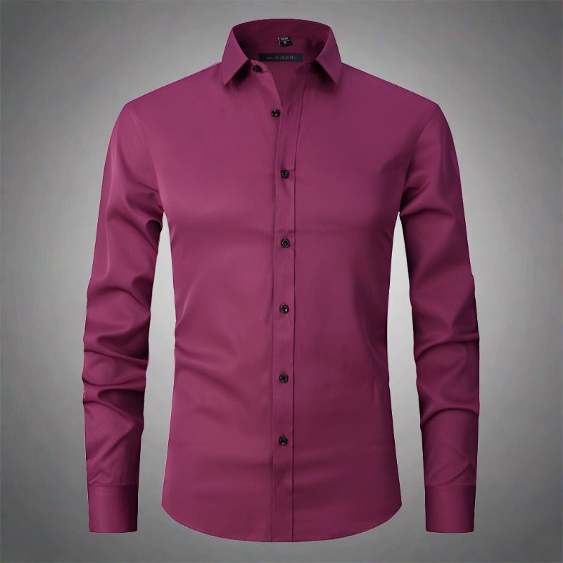 Chemise à col montant infroissable pour hommes