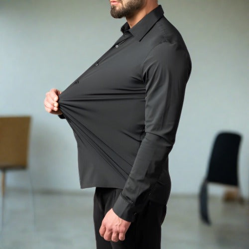 Chemise à col montant infroissable pour hommes