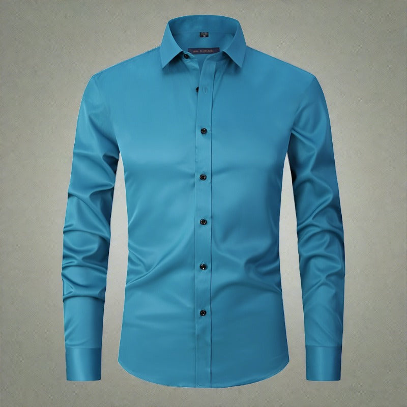 Chemise à col montant infroissable pour hommes