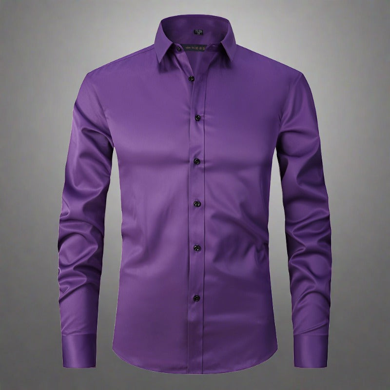 Chemise à col montant infroissable pour hommes