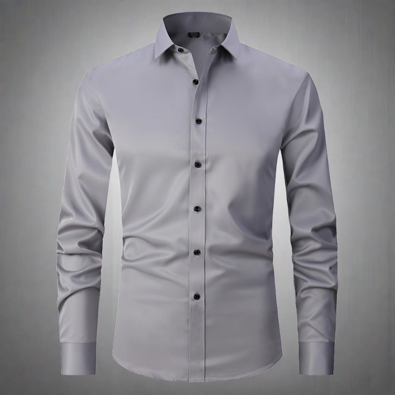 Chemise à col montant infroissable pour hommes