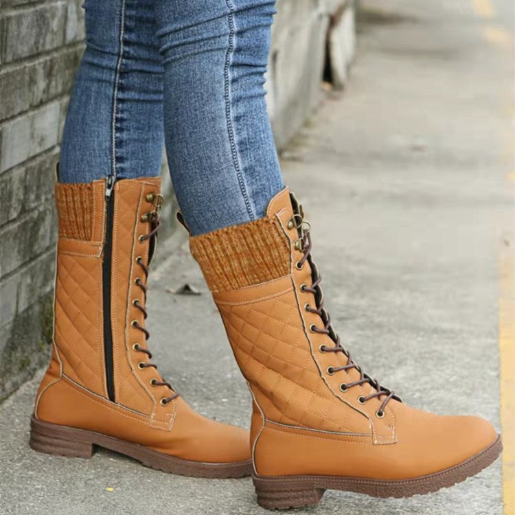 Bottes à tige haute avec lacets pour femmes