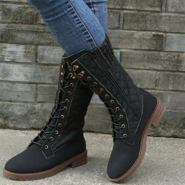 Bottes à tige haute avec lacets pour femmes