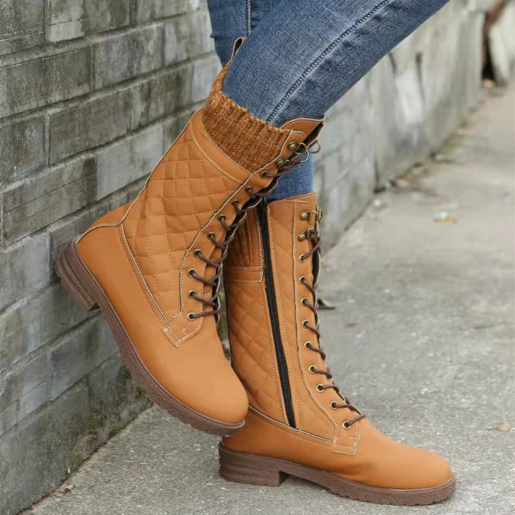 Bottes à tige haute avec lacets pour femmes