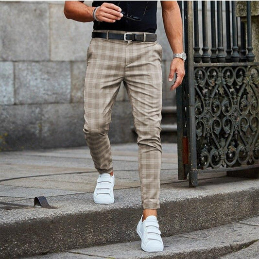 Beige karierte Chino Hose für herren