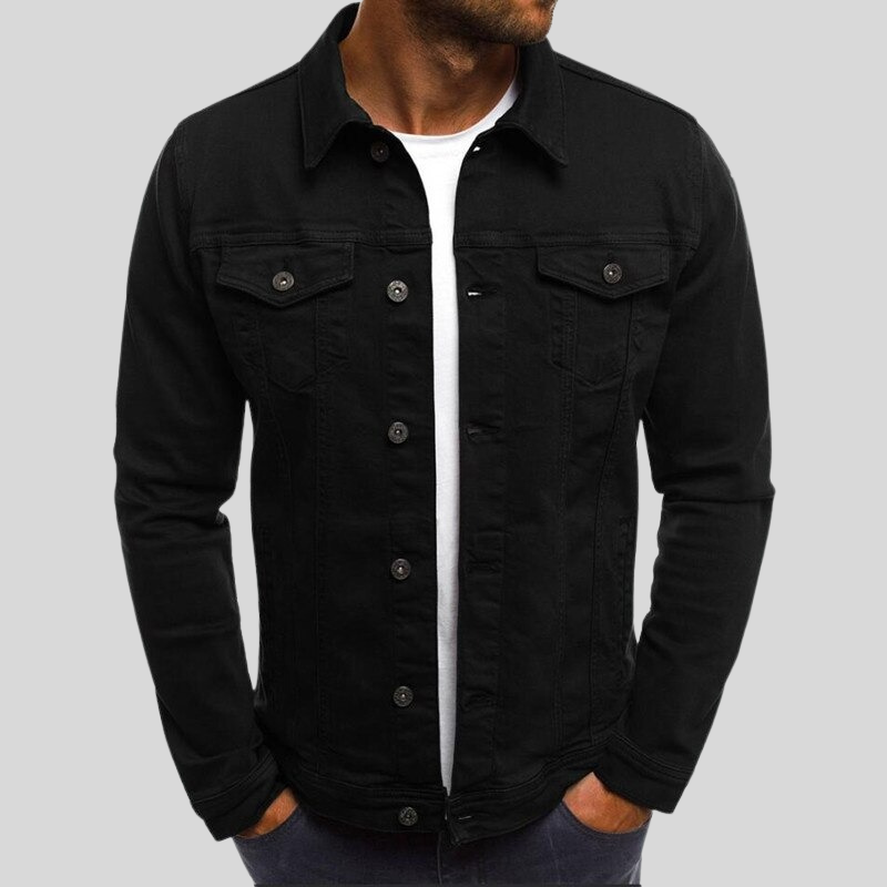 Veste en denim ajustée avec poches sur la poitrine pour un look raffiné pour les hommes