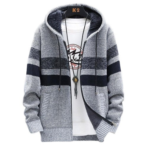 Cardigan zippé en coton avec capuche pour un look élégant et polyvalent pour hommes